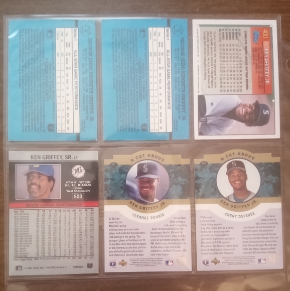 Lot of 5 Ken Griffey Jr. and 1 Ken Griffey Sr. 6 Total Baseball Cards - Picture 2 of 2